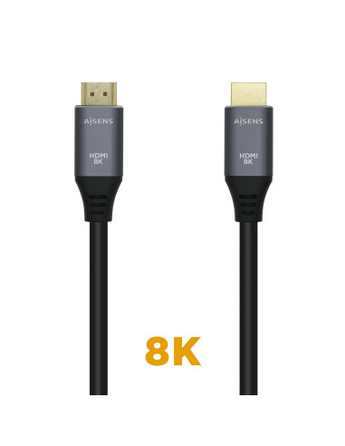 AISENS Cable HDMI V2.1 Ultra Alta Velocidad   HEC 8k@60Hz 48Gbps, A M-A M, Gris Negro, 3.0m