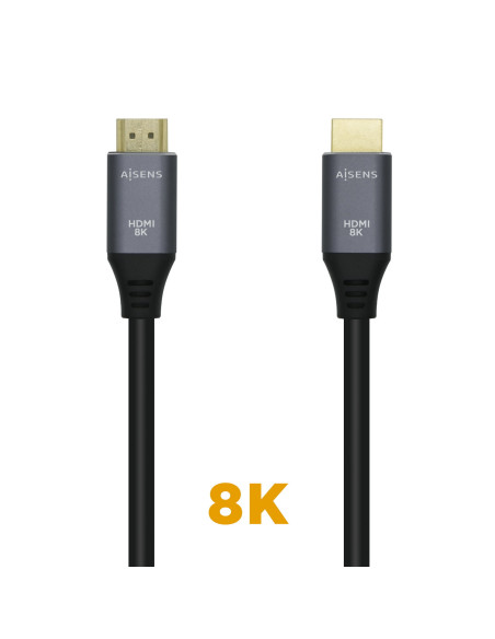 AISENS Cable HDMI V2.1 Ultra Alta Velocidad   HEC 8k@60Hz 48Gbps, A M-A M, Gris Negro, 3.0m
