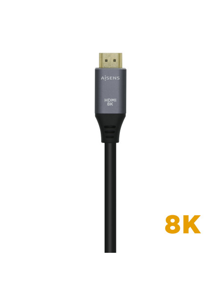 AISENS Cable HDMI V2.1 Ultra Alta Velocidad   HEC 8k@60Hz 48Gbps, A M-A M, Gris Negro, 3.0m