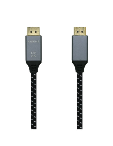 AISENS Cable Displayport V1.4 8k@60hz, DP M-DP M, Gris Negro, 0.5m