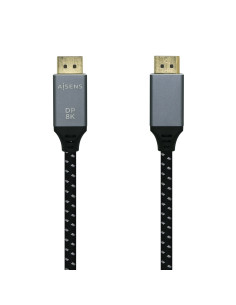 AISENS Cable Displayport V1.4 8k@60hz, DP M-DP M, Gris Negro, 2.0m