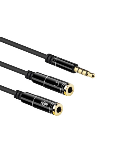 Ewent EC1641 cable de audio 0,3 m 3,5mm 2 x 3.5mm Negro