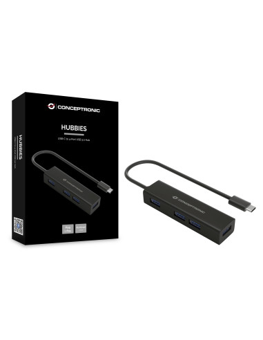 Conceptronic HUBBIES07B hub de interfaz USB 3.2 Gen 1 (3.1 Gen 1) Type-C 5000 Mbit s Negro