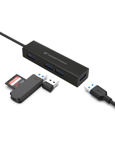 Conceptronic HUBBIES07B hub de interfaz USB 3.2 Gen 1 (3.1 Gen 1) Type-C 5000 Mbit s Negro