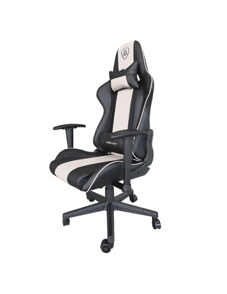 KeepOut XSPRO-RACING Silla para videojuegos universal Asiento acolchado Negro, Blanco