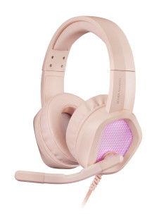 Mars Gaming MH320P Rosa, Auriculares Neodimio RGB Flow, Micrófono y Caja de Control