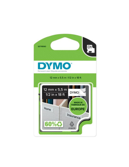 DYMO D1 - Etiquetas Durable - Negro sobre blanco - 12mm x 5.5m
