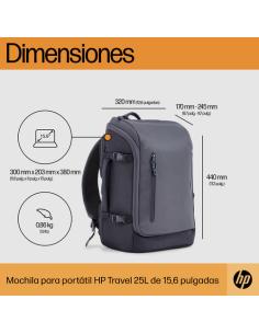 HP Mochila para portátil Travel de 15,6 pulgadas y 25 litros gris hierro