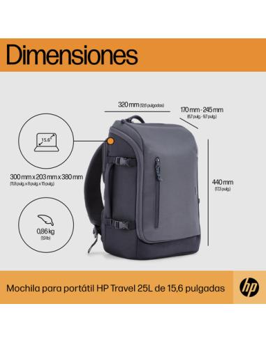 HP Mochila para portátil Travel de 15,6 pulgadas y 25 litros gris hierro