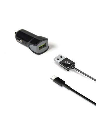 Celly CCUSBTYPEC cargador de dispositivo móvil Smartphone, Tableta Negro Encendedor de cigarrillos Auto