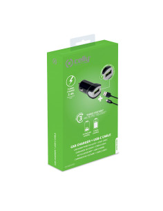 Celly CCUSBTYPEC cargador de dispositivo móvil Smartphone, Tableta Negro Encendedor de cigarrillos Auto 2