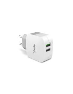 Celly TC2USBTURBO cargador de dispositivo móvil Smartphone, Tableta Blanco Corriente alterna Interior