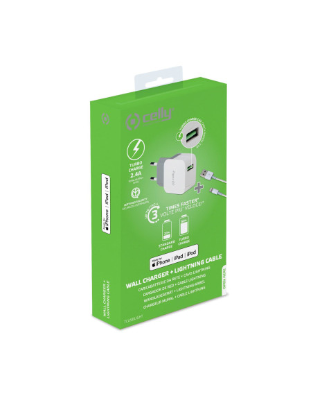 Celly TCUSBLIGHT cargador de dispositivo móvil Universal Blanco Corriente alterna Interior