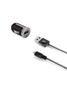 Celly CCUSBMICRO cargador de dispositivo móvil Smartphone, Tableta Negro, Plata Encendedor de cigarrillos Auto