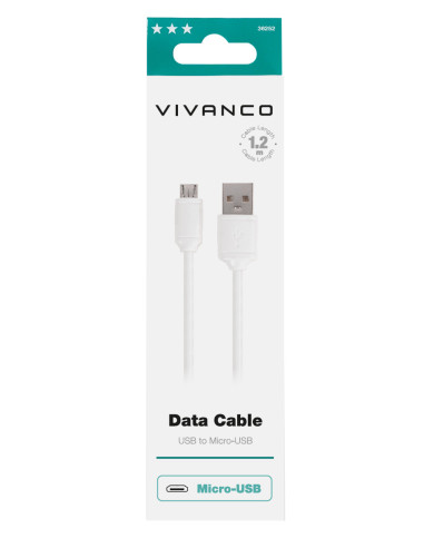 Vivanco Data cable USB USB 2.0 1,2 m Micro-USB B USB A Blanco