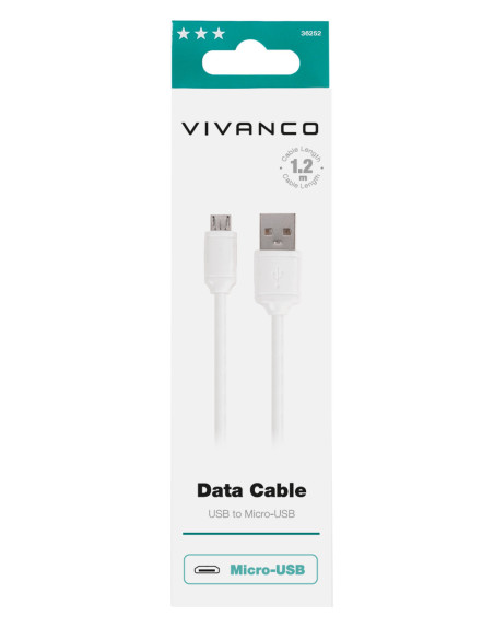 Vivanco Data cable USB USB 2.0 1,2 m Micro-USB B USB A Blanco
