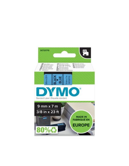DYMO D1 - Etiquetas estándar - Negro sobre azul - 9mm x 7m