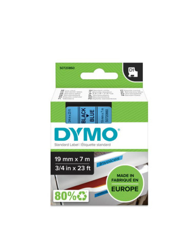 DYMO D1 - Etiquetas estándar - Negro sobre azul - 19mm x 7m