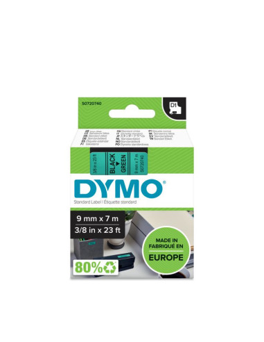 DYMO D1 - Etiquetas estándar - Negro sobre verde - 9mm x 7m