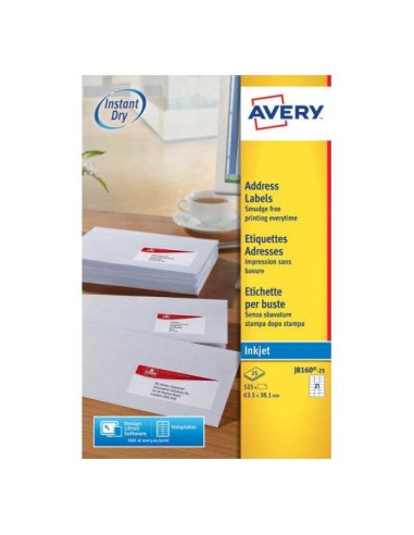 Avery J8160-25 etiqueta de impresora Blanco