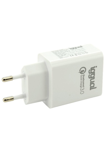 iggual Cargador doble USB QC3.0 + tipo C PD 20W