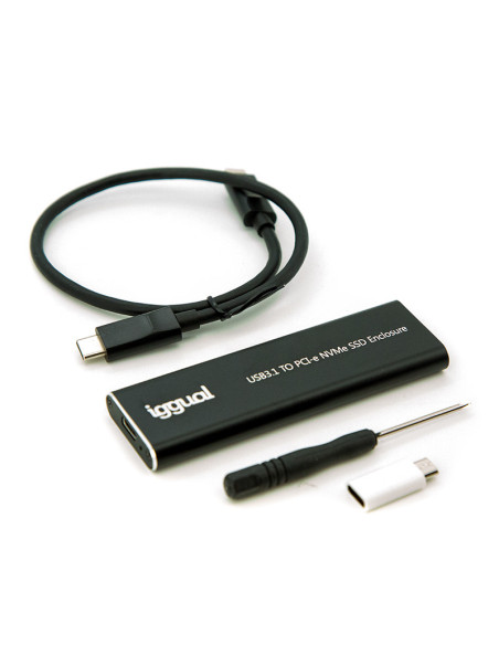 iggual Caja externa USB-C 3.1 SSD M.2 NVMe y SATA