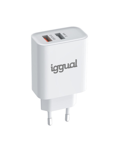 iggual Cargador 2xUSB carga rápida QC3.0 30W