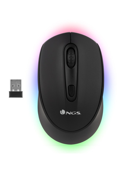 NGS SMOG-RB ratón Juego Ambidextro RF Wireless + Bluetooth Óptico 2400 DPI