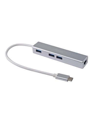 Equip Hub USB-C a USB 3.0 de 3 puertos con adaptador Gigabit