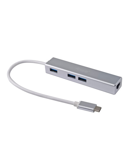 Equip Hub USB-C a USB 3.0 de 3 puertos con adaptador Gigabit