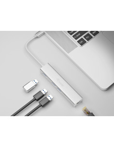 Equip Hub USB-C a USB 3.0 de 3 puertos con adaptador Gigabit 2
