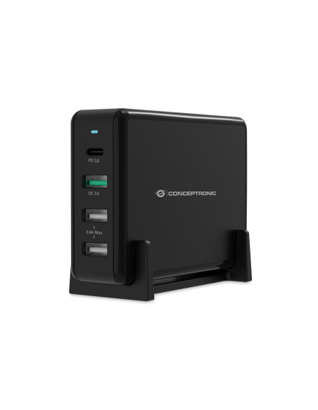 Conceptronic OZUL01B cargador de dispositivo móvil Universal Negro Corriente alterna Carga rápida Interior