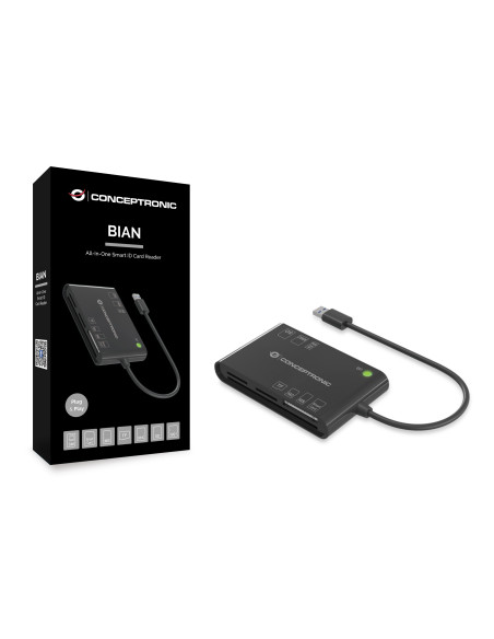 Conceptronic BIAN01B lector de tarjeta inteligente Interior USB 3.2 Gen 1 (3.1 Gen 1) Negro