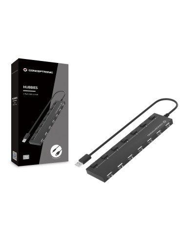 Conceptronic HUBBIES08B hub de interfaz USB 2.0 480 Mbit s Negro