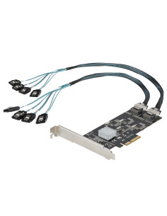 StarTech.com Tarjeta PCIe de 8 Puertos SATA - Tarjeta Adaptadora de Expansión PCI Express SATA con 4 Controladores de Host -