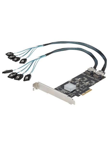 StarTech.com Tarjeta PCIe de 8 Puertos SATA - Tarjeta Adaptadora de Expansión PCI Express SATA con 4 Controladores de Host -