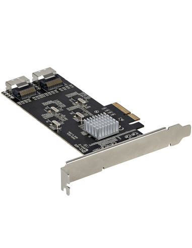 StarTech.com Tarjeta PCIe de 8 Puertos SATA - Tarjeta Adaptadora de Expansión PCI Express SATA con 4 Controladores de Host -