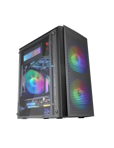 Mars Gaming MC300 Negro, Caja PC Micro ATX, Cristal Templado, Frontal MESH, 3xVentilador FRGB