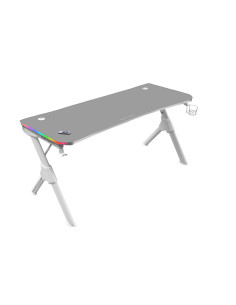Mars Gaming MGD140RGB, Mesa Ergonómica Gaming RGB, Soporte Auriculares y Bebida, Alfombrilla Ratón, 140x60cm, Blanco