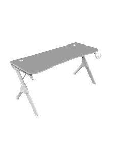Mars Gaming MGD140, Escritorio Ergonómica Gaming, Soporte Auriculares y Bebidas, Escritorio PC, 140x60cm, Blanco