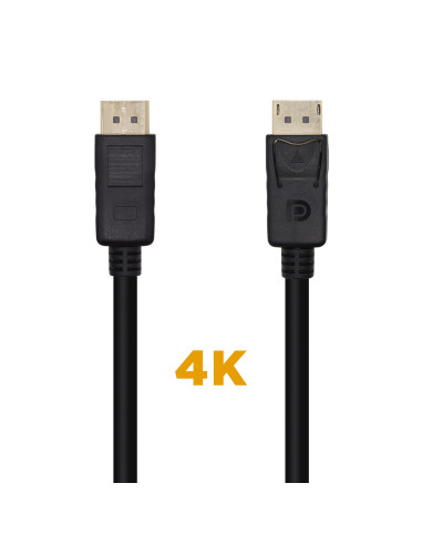 AISENS Cable DisplayPort V1.2 4K@60Hz, DP M-DP M, Negro, 1.0m