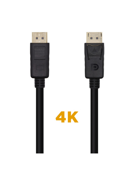 AISENS Cable DisplayPort V1.2 4K@60Hz, DP M-DP M, Negro, 1.0m