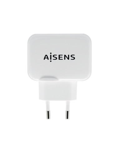 AISENS Cargador USB 17W 5V 3.4A, 2xUSB Con Control AI, Blanco
