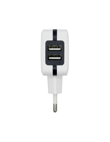 AISENS Cargador USB 17W 5V 3.4A, 2xUSB Con Control AI, Blanco
