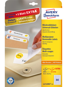 Avery L4732REV-25 etiqueta de impresora Blanco