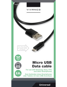 Vivanco Data cable USB USB 2.0 2 m USB A Micro-USB B Negro 2
