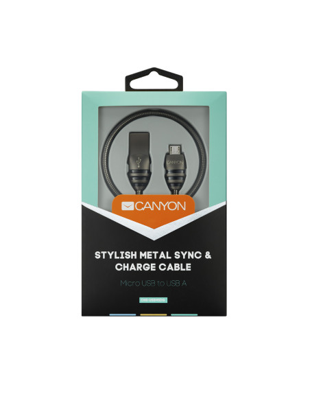 Canyon CNS-USBM5DG cable USB USB 2.0 1 m USB A Micro-USB A Negro, Gris