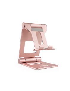 TooQ Soporte de sobremesa ajustable para teléfono   tablet hasta 10”, Rosa Velvet