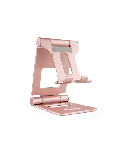 TooQ Soporte de sobremesa ajustable para teléfono   tablet hasta 10”, Rosa Velvet