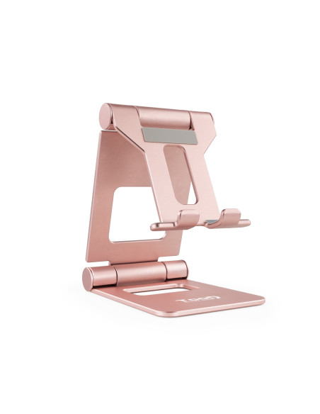 TooQ Soporte de sobremesa ajustable para teléfono   tablet hasta 10”, Rosa Velvet